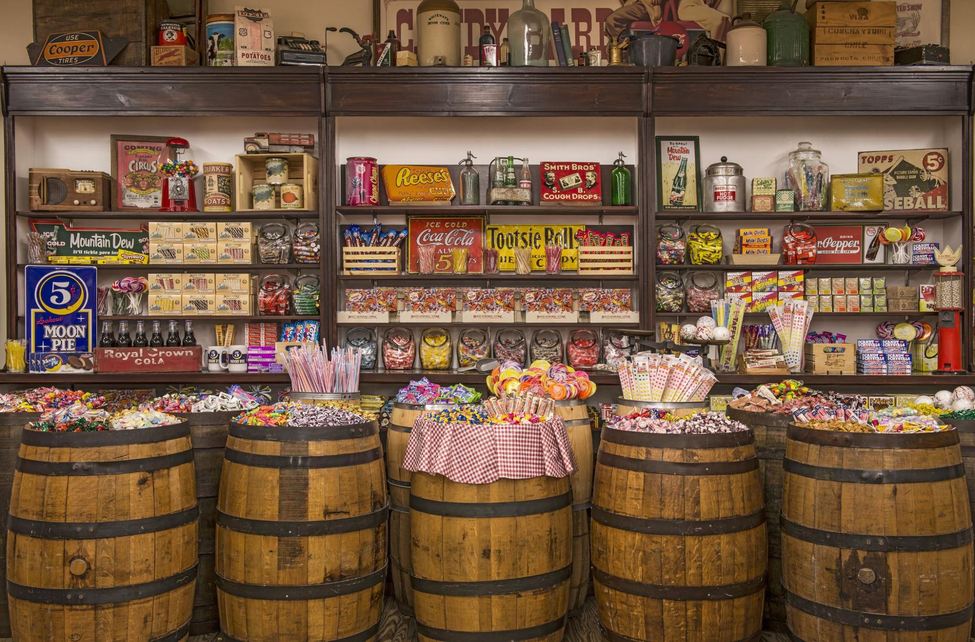 Mast General Store _ Candy in Barrels and shelves with product