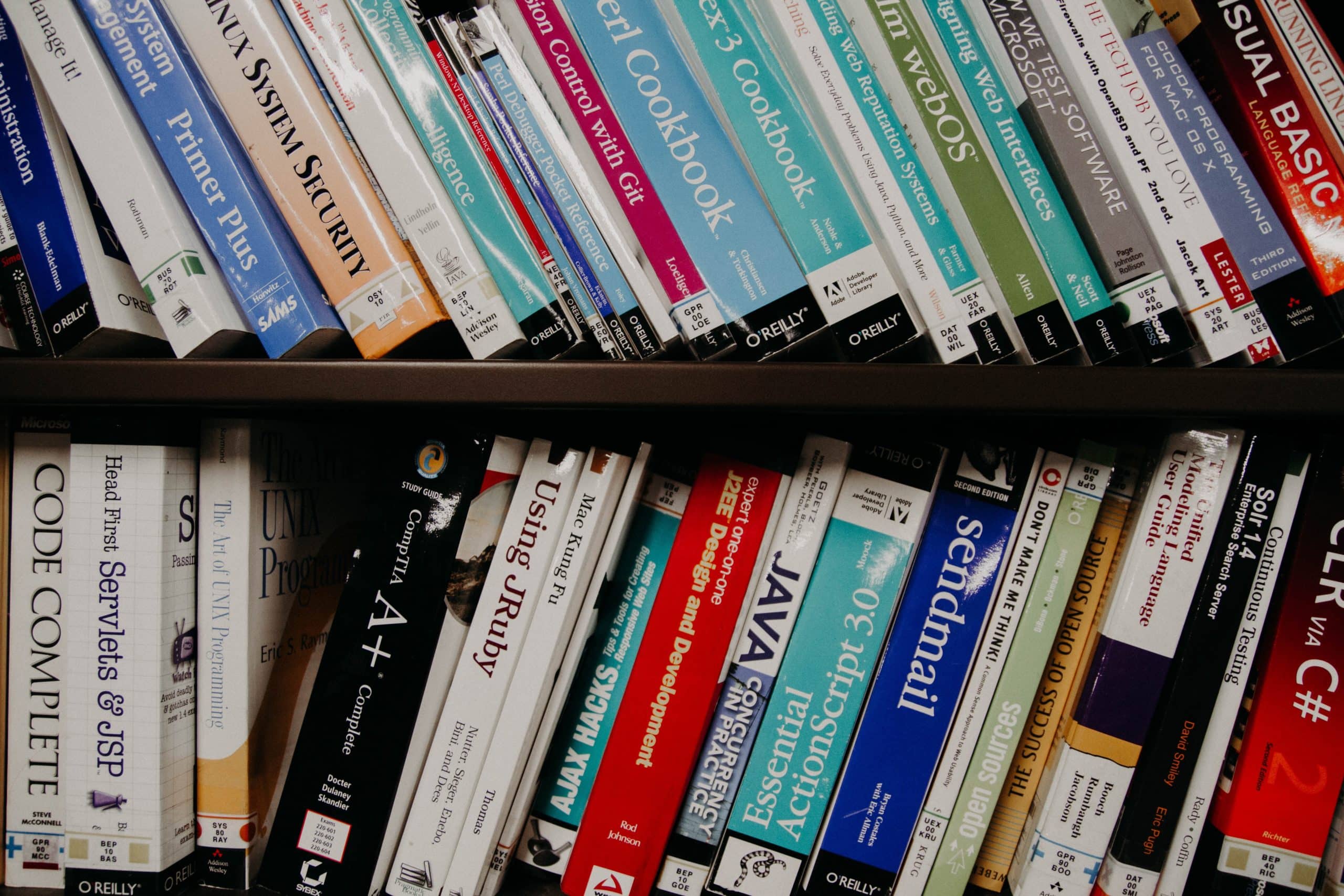 Books leaning on a shelves