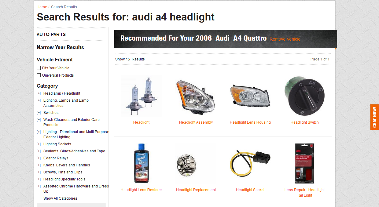 auto parts finders UX