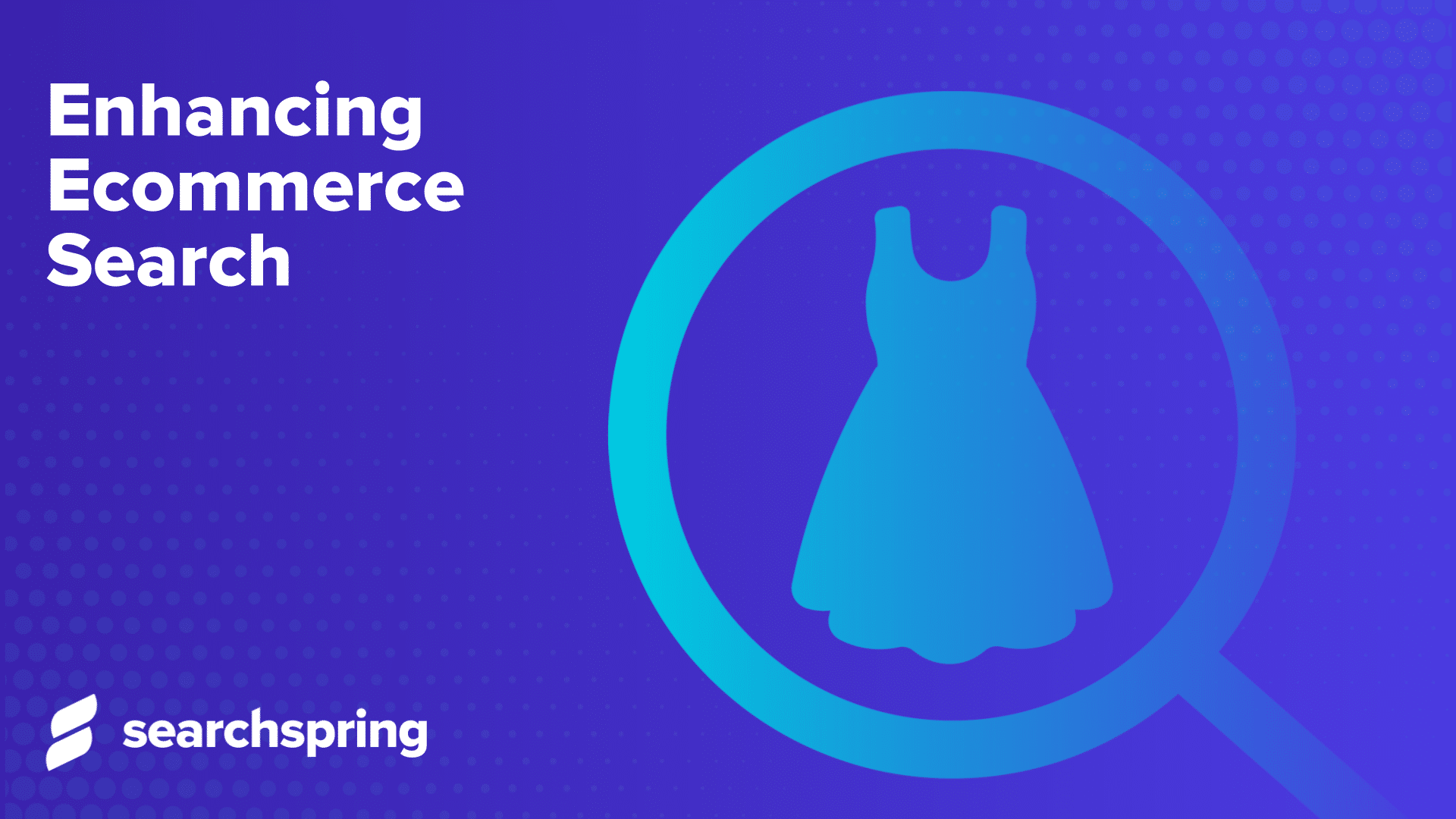 test: enhancing ecommerce search image: magnifying glass over dress on blue background