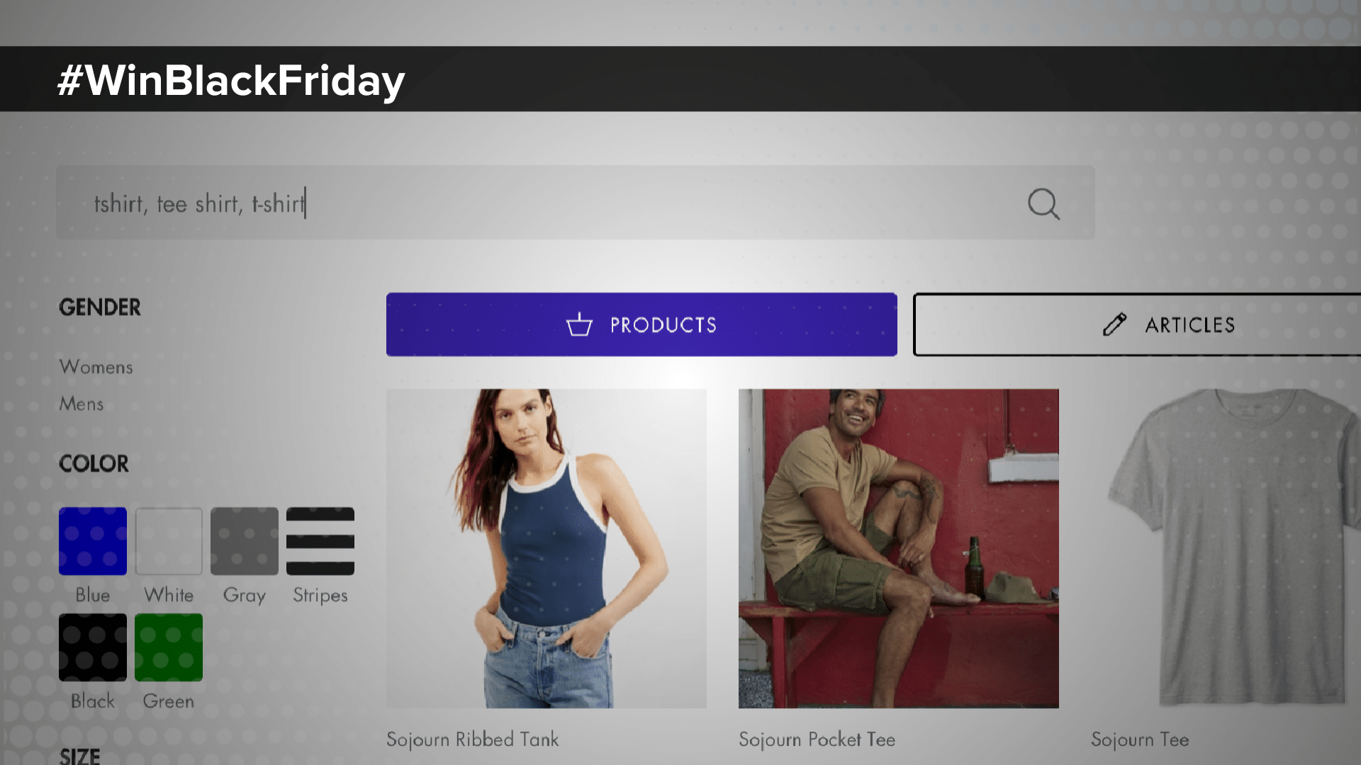 Synonyms _ Black Friday Blog _ Image showing various t shirts in search page with filters for color and size