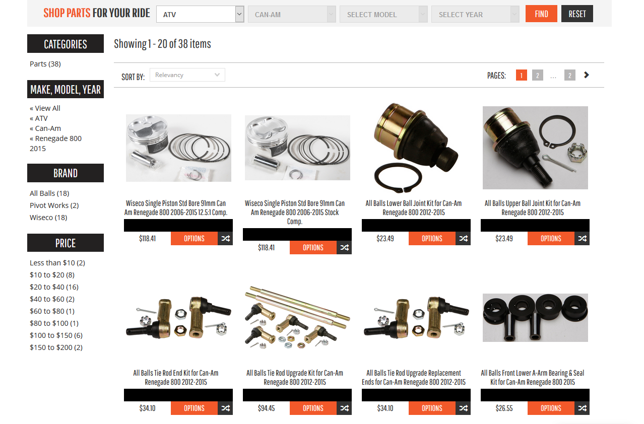 auto parts finders UX