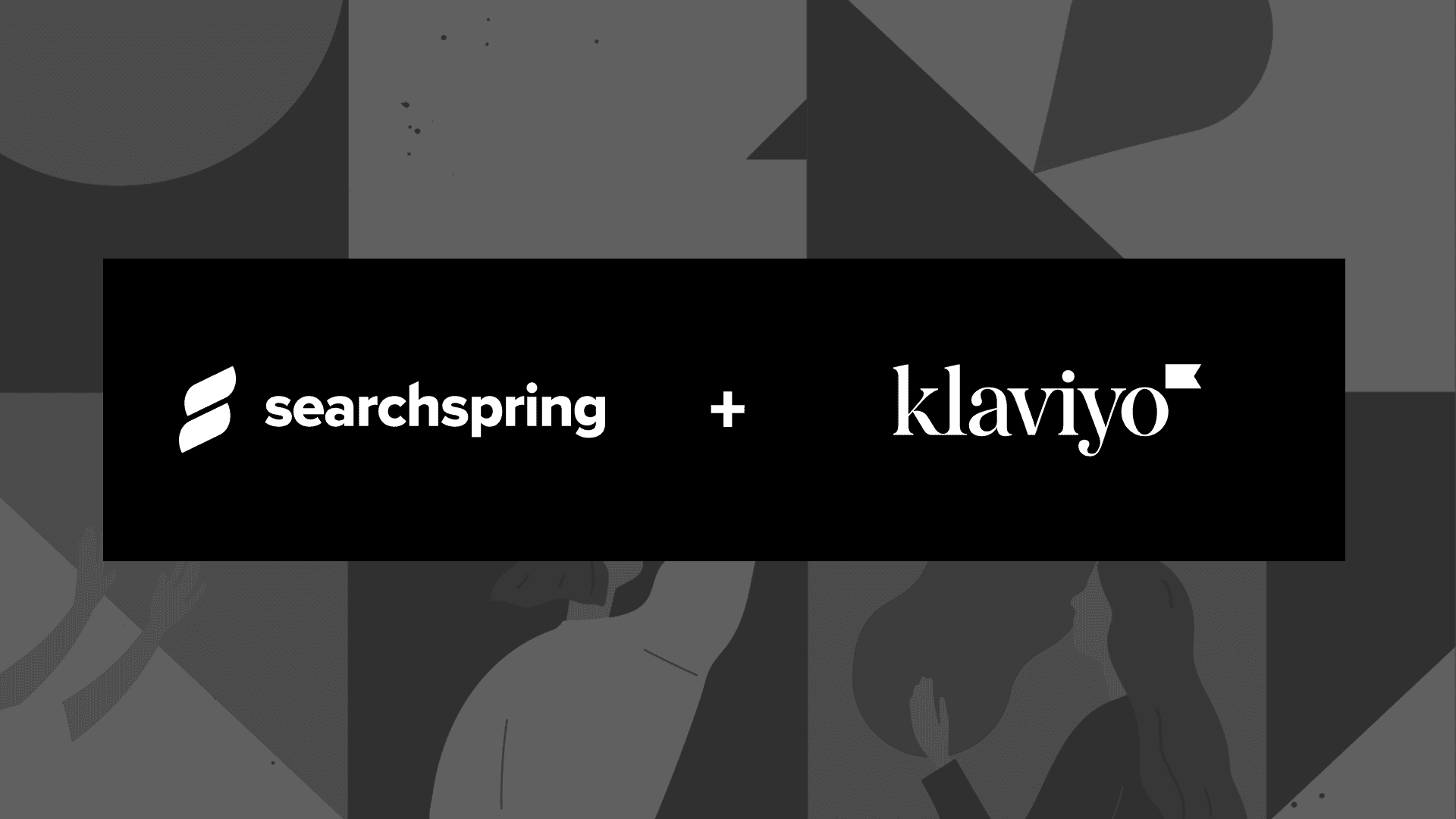 searchspring logo and Klaviyo logo on black patterned background