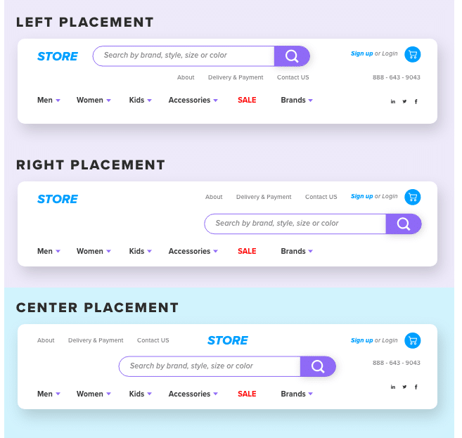 search bar best practices placement